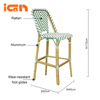 Chaises de comptoir d'extérieur en rotin imperméables, tabourets de bistrot, mobilier de bar, chaises hautes de jardin en osier