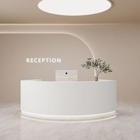 Bureau de réception moderne en MDF au design luxueux avec éclairage LED, taille personnalisée pour salon de beauté et supermarché