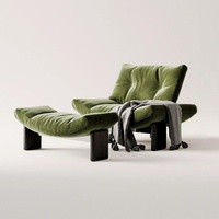 Canapé individuel de luxe léger de style italien moderne en cuir écologique avec structure en acier, chaise longue design haut de gamme pour salon et maison
