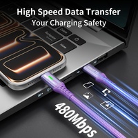 Cable USB C a USB C de 240W, PD 3.1, Carga Rápida, Trenzado, con Indicador LED, 1M 1.5M 2M, para Laptop, Smartphone, Tablet