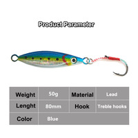 ALPHA 8cm 50g Leurre de jigging en plomb à coulée rapide avec yeux 3D, leurre métallique à lancer longue distance pour thon et bar.