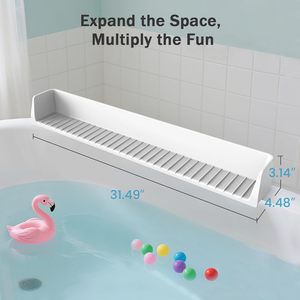 Protection anti-éclaboussures pour baignoire enfant, protection anti-éclaboussures en silicone pour baignoire avec 11 ventouses, étagère de jeu pour baignoire pour enfants et jouets - Product Image 4