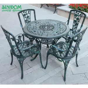 Patio Table Retro Outdoor 5pcs Cast Aluminum Frame Furniture Set Garden Patio Dining Table And Chairs