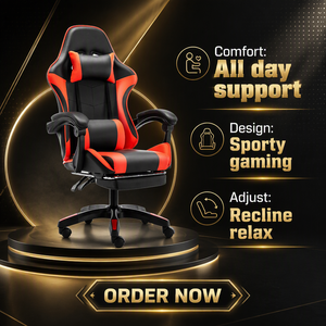 Fauteuil <span class=keywords><strong>Gamer</strong></span> Racing Personnalisé et Abordable en Cuir PU, Réglable en Hauteur, avec Repose-Pieds - Product Image 3