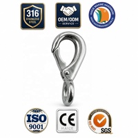 Acier inoxydable 316 Marine # Crochet à ressort de gréement à œil fixe 95 mm, à dégagement rapide, pour bateaux et yachts, accessoires de quincaillerie nautique