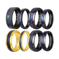 Poya anneau de Couple en tungstène plaqué noir bleu violet pour homme