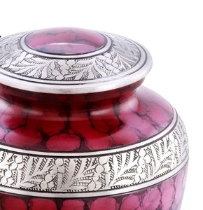 Customized Red Color Aluminium Cremation Urns American Style Adult Memorial Urns Flower Printed Funeral Decorations Colorful - Product Image 2