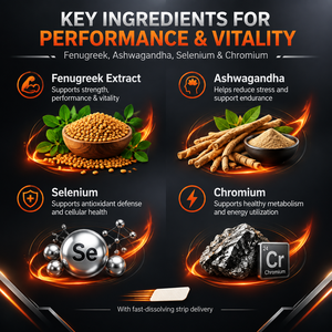 Film oral à dissolution rapide personnalisé à l'ashwagandha et à l'extrait de fenugrec – Booste la vitalité, améliore l'endurance, sans sucre, avec sélénium - Product Image 3