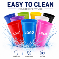 Gobelets de stade réutilisables en plastique 16oz, personnalisables, pour fêtes, avec logo coloré, pour événements, cadeaux et vente en gros