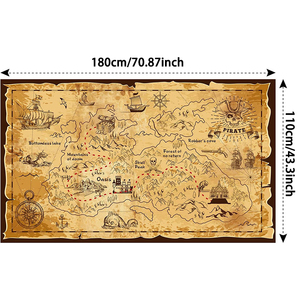 Bannière de <span class=keywords><strong>fond</strong></span> à thème <span class=keywords><strong>pirate</strong></span> pour fête, avec carte et bijoux, idéale pour les fêtes scolaires, carnavals, anniversaires et d'autres superbes décorations de fête - Product Image 3