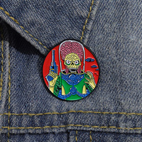 Europäische und amerikanische Halloween Cartoon Martian Sci-Fi Film Red Skull Brain Horror Maske Metall gemalt Abzeichen & Emblem