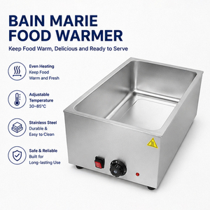 Bain-marie professionnel 1/1 GN en acier inoxydable, chauffe-plats électrique de comptoir pour la restauration - Product Image 1