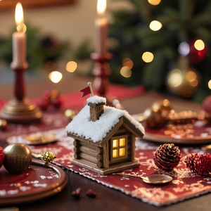 Villaggio di vacanza in miniatura con effetto neve perfetta decorazione da tavolo fatto a mano in resina natalizia unica regalo festivo - Product Image 5