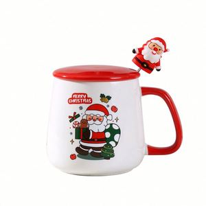 Vente en gros de tasses à café en céramique de Noël avec dessin de Père Noël, 301-400 ml, tasse en céramique en forme d'arbre de Noël, boîte cadeau, tasse de Père Noël avec couvercle - Product Image 6