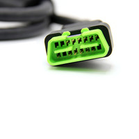 كابل محول أنثى OBD II متوافق مع فولفو 88890304 وفوكوم 88890313 و88890306 و88890523، 16 سنًا، موصل نحاسي، غلاف PVC للسيارات