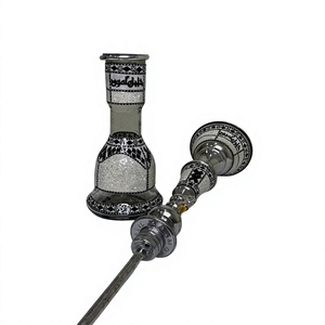 Cachimba Khalil Maamoon Auténtica Hecha a Mano - Núcleo de Latón Sólido Lotus Sadaf 1 Nivel 33 Pulgadas (83.82 cm) Juego Completo (Negro y Azul Mos) - Product Image 4