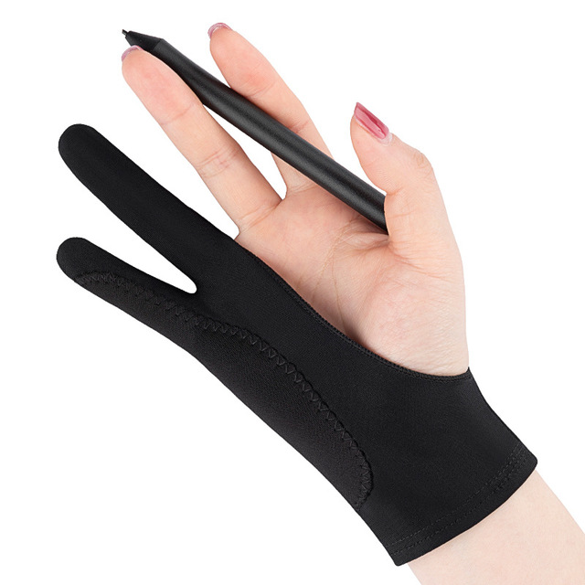 Unisex Artists Gloves Palm Rejection Two-Finger Design Paper Sketching iPad Graphics Drawing Tablet Plain Design Daily Use Nylon