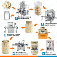 Etiquetage automatique Bouchage Bocal en verre Emballage en carton ondulé Ligne de machine de remplissage d'olives en saumure marinées aubépine marinée