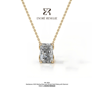 2ct Radiant Solitaire Prong Moissanite hanger 925 <span class=keywords><strong>sterling</strong></span> zilver 18K verguld collier Moissanite sieraden voor vrouwen - Product Image 2