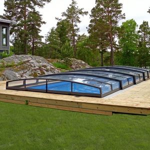 Cubierta de piscina motorizada de 4m x 10m, cubierta Solar de invierno automática, cerca de suelo, cubierta de piscina plegable deslizante, bomba, <span class=keywords><strong>casa</strong></span> de vidrio - Product Image 1