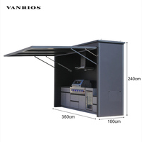 VANRIOS Ensemble de cuisine VANRIOS moderne pour l'extérieur, hangar à lumières LED, gril commercial en aluminium, armoire de barbecue, étanche, patio, camping