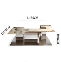 Table basse carrée flottante de luxe italienne en marbre naturel, design moderne et minimaliste pour salon