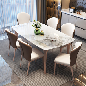 Modhomi Hiện đại giá rẻ Bàn ăn thiết lập với 4 6 ghế gốm/Slate Top hoặc thiêu kết đá bảng kim loại khung cho nhà hàng - Product Image 4