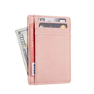 Saffiano-mini cartera para tarjetas de crédito, portatarjetas de PU, RFID, Delgado