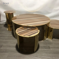 EKAR MEUBLES Offre spéciale Quatre ensembles de table basse en marbre combinée Table d'appoint de salon Fonction de massage Chaise de direction