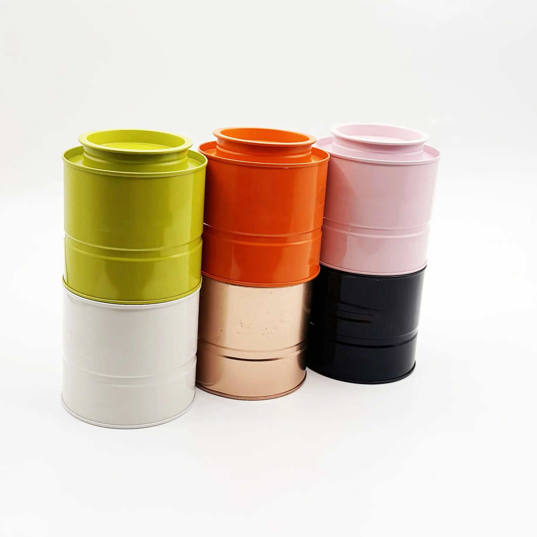 Pink, Green, Black, Gold, Blue Metal Tin Cans, Candle Packaging Containers