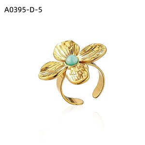 Anillo de Moda Amy Amy, Chapado en Oro, Forma de Flor, con Piedra Natural, Anillo de Cóctel para Mujer, Uso Diario, Regalo, Joyería - Product Image 5