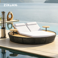 Meubles de jardin modernes, canapé incurvé, chaises longues en aluminium pour terrasse, balcon, piscine, ensemble table et chaises pour 4 personnes
