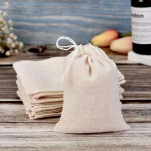 Cheap Eco Friendly Tea Sacs Jewelry Candles Storage Multi-Purpose Muslin Beige Drawstring Bags Logo Print - Product Image 6