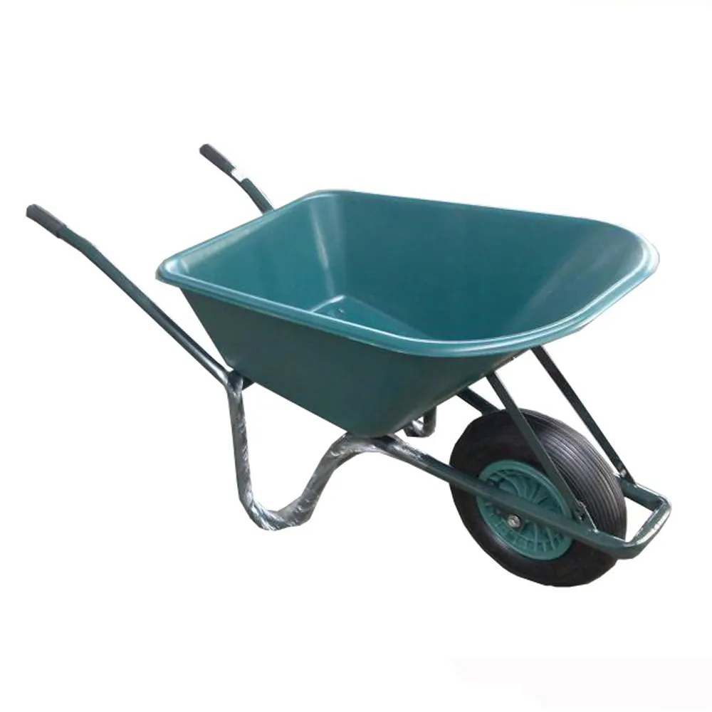 Bandeja de aço de balde de plástico de grande capacidade 85l, carrinho de jardim, wheelbarrow wb6414 para o mercado europeu