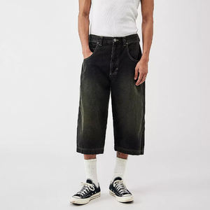 Shorts en jean baggy personnalisés pour hommes, style streetwear américain, vintage, pour le skate, délavés à l'acide, coupe droite - Product Image 3