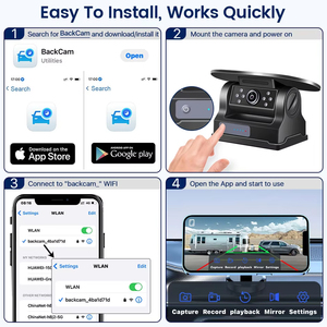 NOUVEAU 5G WiFi HD Caméra de <span class=keywords><strong>voiture</strong></span> Panneau <span class=keywords><strong>solaire</strong></span> 100M Magnétique sans fil AI Blind Spot Alarm Backup for Bus Van Truck RV Front Rear View DVR - Product Image 5