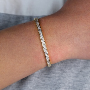 Pulsera de Tenis Rectangular con Circonitas, Chapada en Oro, de <span class=keywords><strong>20cm</strong></span>/21cm, Estilo Hip Hop, para Hombre - Product Image 4