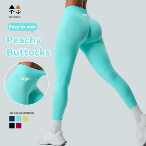 Leggings Sportivi da <span class=keywords><strong>Donna</strong></span> a Vita Alta Senza Cuciture Effetto Push-Up, Leggings Yoga a Pesca per Corsa all'Aperto ad Asciugatura Rapida - Product Image 1