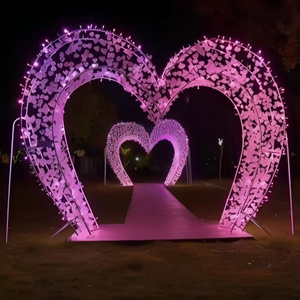 Grand motif d'éclairage en forme d'arche 3D, lumières de Noël en forme de cœur, indice de protection IP65, télécommande, éclairage extérieur pour le Nouvel An et Noël - Product Image 5