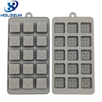 Moules en silicone flexibles de qualité alimentaire résistants à la chaleur avec logo personnalisé, 15 cavités carrées, pour bougies, chocolats, bonbons et desserts