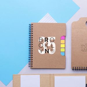 Low Cost Eco-Friendly Promotional Spiral Notebook Recycled Cardboard with <b>Sticky</b> <b>Notes</b> Notepad Office Stationery - Product Image 4
