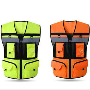 Gilet de sécurité personnalisable en polyester réfléchissant jaune vert fluorescent, haute visibilité ANSI Classe 2, imperméable, avec logo, pour la construction - Product Image 6