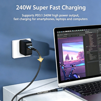 Cable USB4 de 240W PD3.1 y 40Gbps, Compatible con Thunderbolt 4, Video 8K a 60Hz, Carga Rápida de 5A, Cable Trenzado OEM USB C a USB C