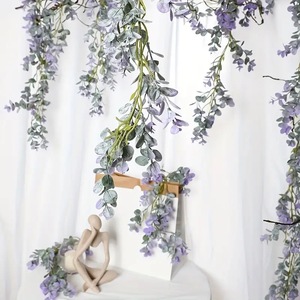 Guirnalda de hojas moradas de eucalipto artificial para decoración del hogar, fiestas y bodas - Product Image 3