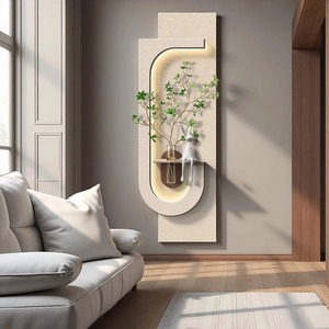 Semplicità moderna soggiorno divano sfondo parete idroponica piante verdi arenaria tridimensionale <span class=keywords><strong>con</strong></span> LED Art decoro disegnare - Product Image 5