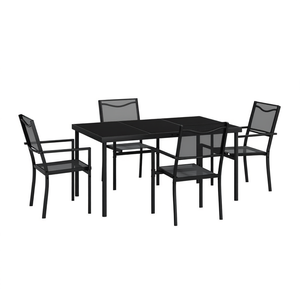 Set da pranzo da giardino nero e antracite per esterni, 4 posti, struttura in acciaio, resistente alle intemperie, design contemporaneo - Product Image 1