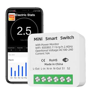 TUYA 2-сторонний мини-Wi-Fi умный выключатель света модуль контроллера 16А переключатель с монитором мощности - Product Image 1
