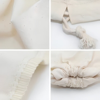Sac en toile de coton blanc réutilisable avec cordon de serrage, personnalisé, en tissu de mousseline recyclé, tailles S et L, avec logo et double cordon