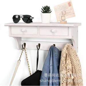 Cross-border wooden wall-mounted <b>clothes</b> rack, bedroom hooks, door hangers, wooden <b>clothes</b> <b>storage</b> rack - Product Image 1