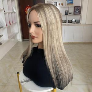 Listo para enviar: Topper de cabello mono de 7.5"*8" con encaje completo y atado a mano, con base de PU, de cabello humano europeo para mujer. - Product Image 5